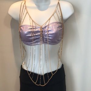 Guess body jewellery. Gold chains with gold ball detail.